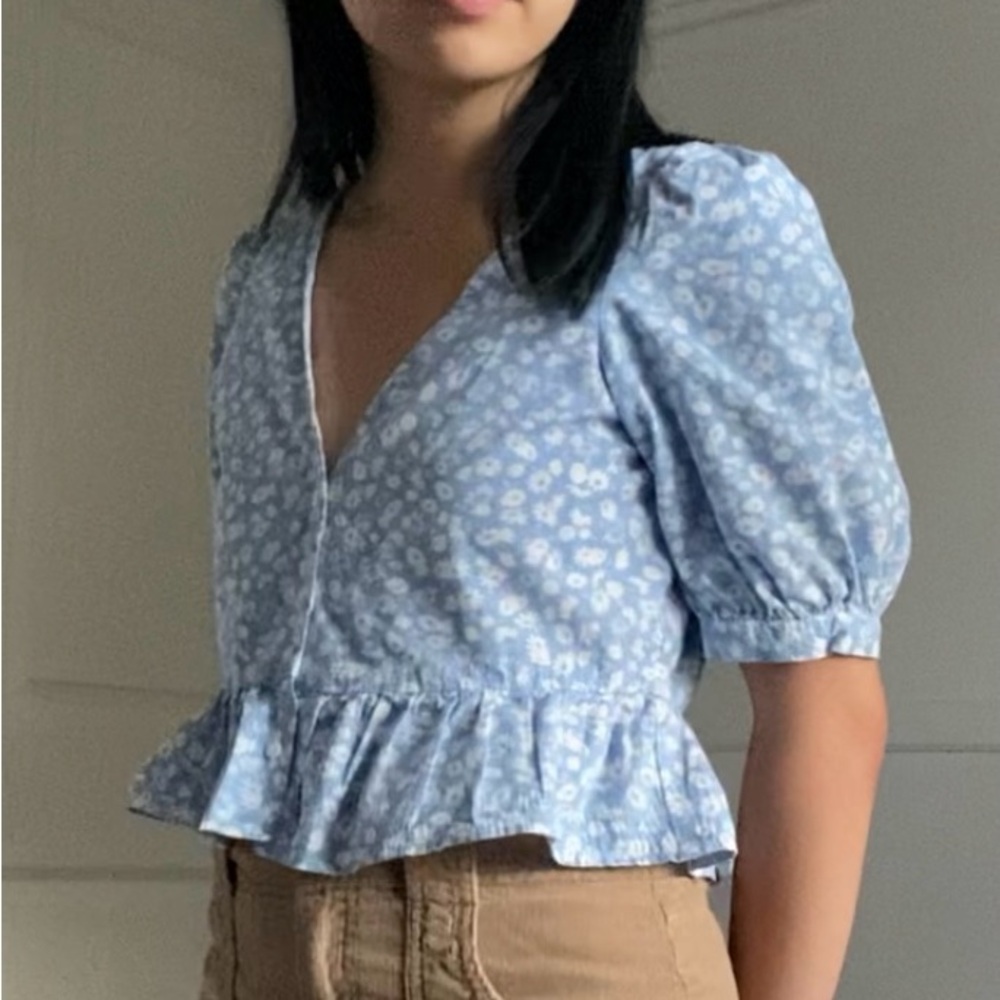 ZARA Floral Peplum Crop Top - Picture 5 of 5